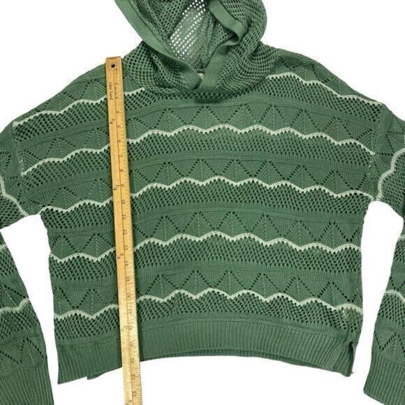 Ultra Flirt Beach Hoodie Women Sz Large Green Long Sleeve Open Knit Pull Over - Picture 11 of 14
